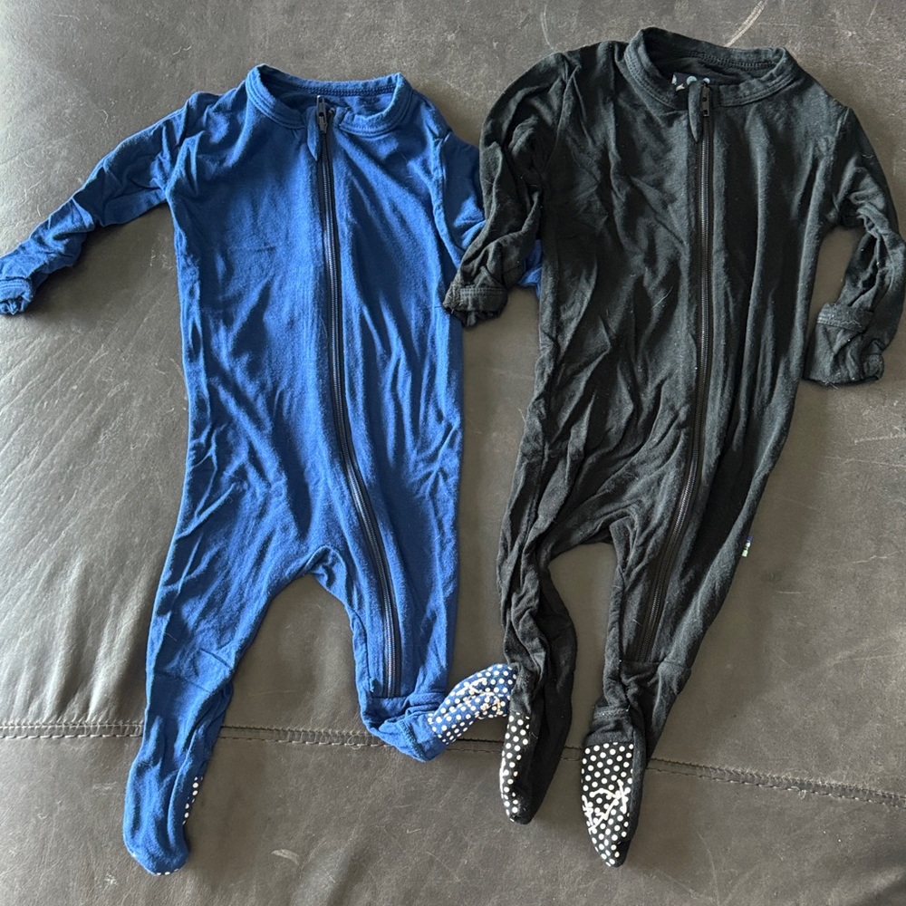 Kickee Pants Blue and Black Kids Footies